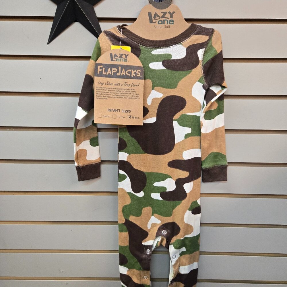 Infant size 18 months new with tag Lazy One camouflage camo flapjacks pjs
